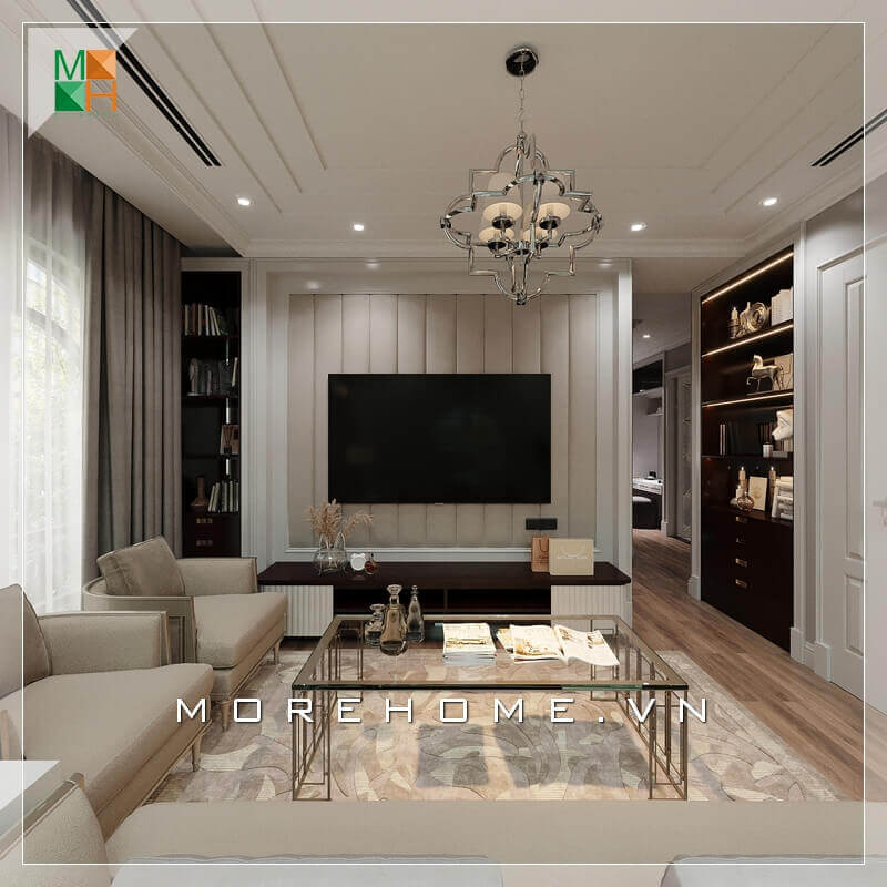 Ngắm nhìn mẫu thiết kế nội thất phòng khách đẹp, sang trọng cho chung cư, nhà phố, biệt thự mang phong cách tân cổ điển. Thiết kế phòng khách tân cổ điển đang là một xu thế đang được săn đón nhất hiện nay. Lối thiết kế phòng khách cổ điển xen lẫn hiện đại này sẽ đem lại nét mới, nét cổ vì thế không bao giờ lỗi mốt với thời gian. Danh sách các mẫu trang trí phòng khách nhà phố sang trọng