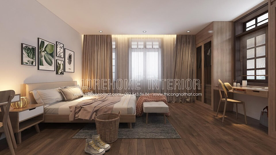 Thiết kế phòng ngủ hiện đại với nội thất gỗ đẹpá đông Thiết kế phòng ngủ nhà phố