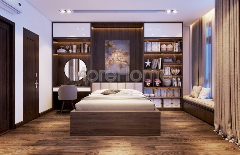 Thiết kế nội thất gỗ công nghiệp cho phòng ngủ nhà phố đơn giản nhưng không kém phần sang trọng từ cách bày trí Thiết kế phòng ngủ nhà phố