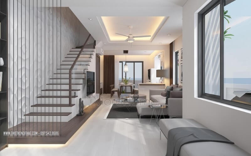 Thiết kế phòng khách liền phòng ăn đẹp, sang trọng mang đậm phong cách hiện đại. Thiết kế nội thất