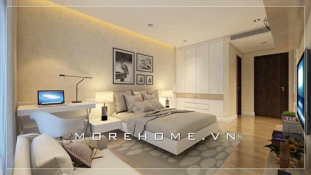 Nội thất phòng ngủ nhà phố hiện đại gỗ công nghiệp thiết kế sắc nét và thú vị, đem đến cho căn phòng một màu sắc mới, hiện đại và tinh tế hơn Thiết kế phòng ngủ nhà phố