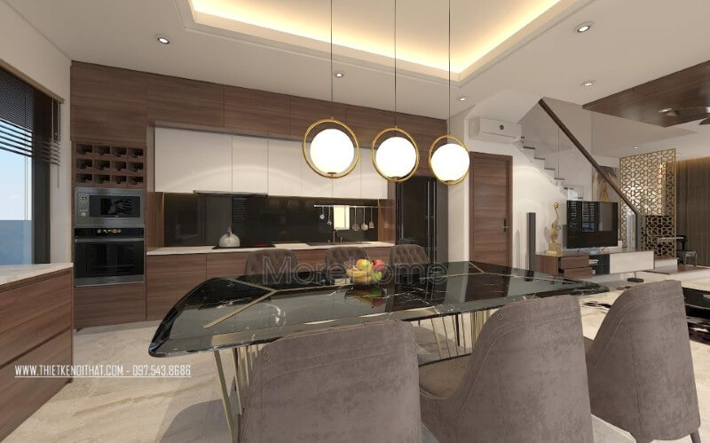 Nội thất phòng bếp gỗ công nghiệp thanh thoát, ấn tượng, đây chắc chắn sẽ là sự lựa chọn tuyệt vời cho nhiều không gian nội trợ cho chung cư, biệt thự, nhà phố... Nội thất phòng bếp gỗ công nghiệp