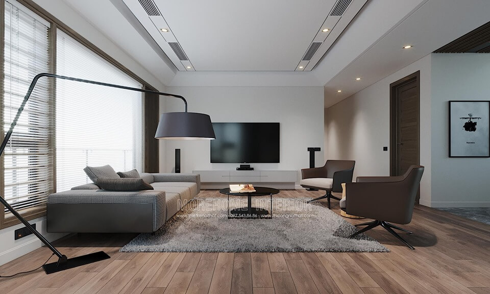 Thiết kế nội thất sofa phòng khách bọc nỉ với gam màu trầm sang trọng Cập nhật các mẫu thiết kế sofa phòng khách hiện đại
