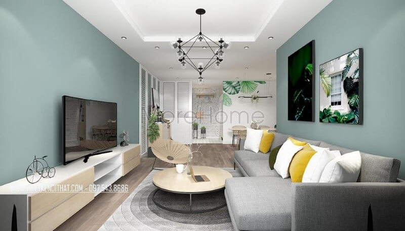 Sofa chữ I bọc nỉ Bỉ cao cấp kết hợp cùng một chiếc bàn trà gỗ nhỏ tròn chân sắt được kê ngay chính giữa nền thảm trải sàn hình họa tiết đồng tâm tạo được sự tập trung của người nhìn ở không gian phòng khách Cập nhật các mẫu thiết kế sofa phòng khách hiện đại
