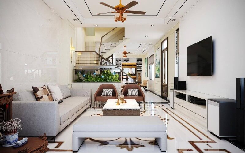 Nội thất sofa bọc vải hiện đại phòng khách với thiết kế đơn giản cho không gian tiếp khách tinh tế Cập nhật các mẫu thiết kế sofa phòng khách hiện đại