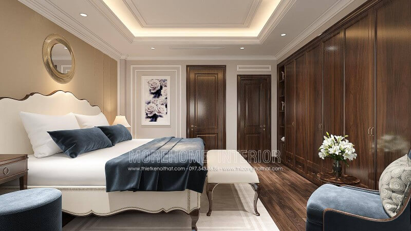 Thiết kế nội thất phòng ngủ gỗ tự nhiên cao cấp, sang trọng