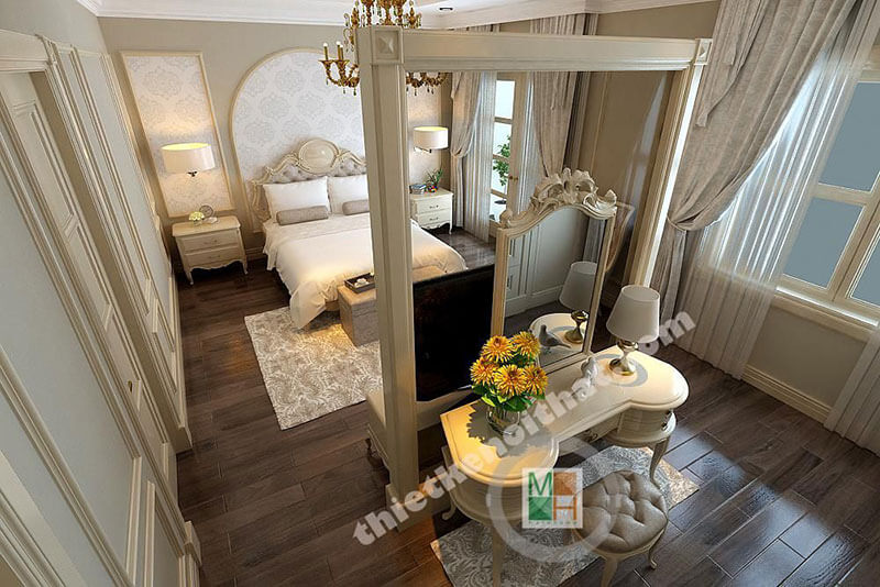 Thiết kế phòng ngủ ấn tượng với nội thất tân cổ điển, đường nét tinh tế tạo không gian như lạc bức vào hoàng cung