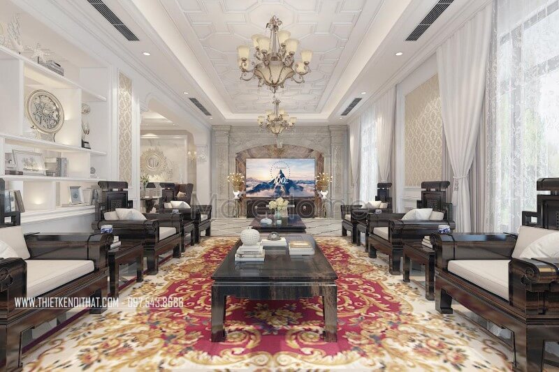 Thiết kế nội thất biệt thự gỗ cao cấp phong cách tân cổ điển Thiết kế nội thất biệt thự cao cấp