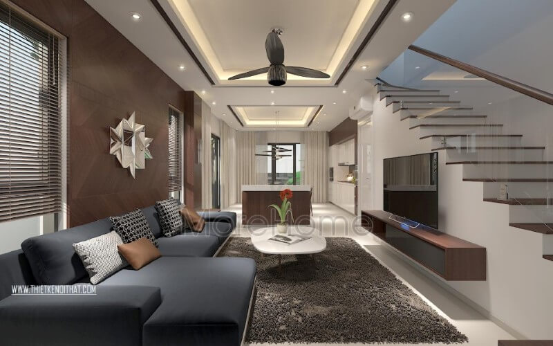 Thiết kế biệt thự Vinhomes Thăng Long hiện đại, đơn giản, không chú trọng đến các nét trạm khắc tinh xảo mà tập trung nhiều hơn vào sử dụng công năng sử dụng mang đến sự thuận tiện cho gia chủ Thiết kế nội thất biệt thự cao cấp