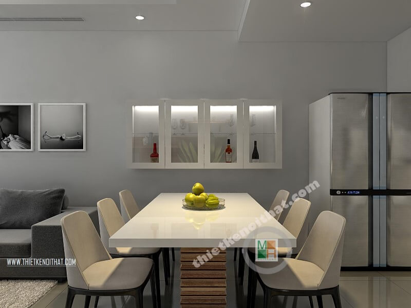 Mẫu bàn ăn gỗ công nghiệp hiện đại phù hợp với căn hộ chung cư diện tích nhỏ mà không kém phần sang trọng, tinh tế Bàn ăn gỗ công nghiệp