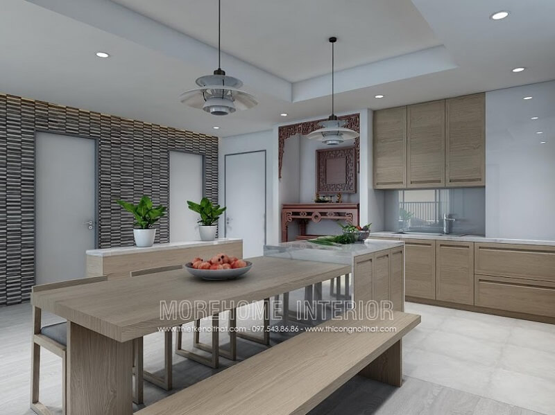 Bộ bàn ăn gỗ hiện đại với thiết kế nổi bật, tạo điểm nhấn nổi bật cho căn phòng Bàn ăn gỗ công nghiệp