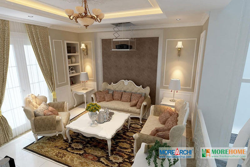 Thiết kế nội thất phòng khách tân cổ điển đẹp