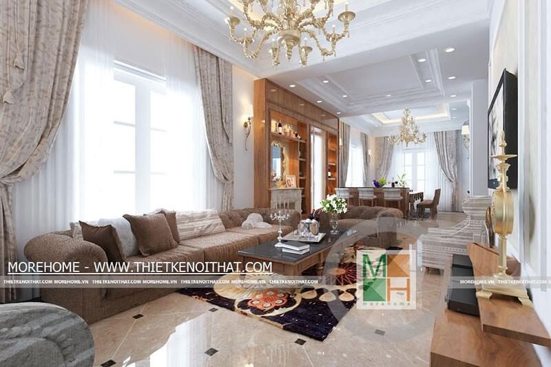 Thiết kế nội thất phòng khách tân cổ điển đẹp