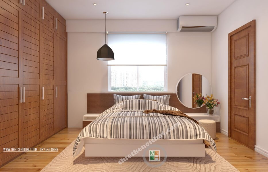 Thiết kế nội thất phòng ngủ đẹp cho chung cư, nhà phố với tông màu nâu sáng chủ đạo