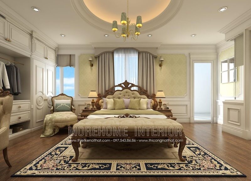 Giường ngủ gỗ óc chó cao cấp này là gợi ý tuyệt vời cho biệt thự, dinh thự phong cách tân cổ điển