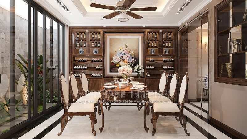 Thiết kế nội thất phòng ăn gỗ tự nhiên cao cấp tại nhà phố An Hưng Hà Đông Thiết kế nội thất phòng ăn đẹp, đơn giản và nổi bật
