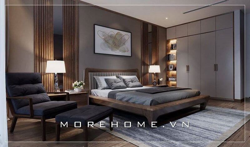Mẫu thiết kế nội thất phòng ngủ sang trọng do MoreHome thiết kế mang đến nhiều cảm xúc cho mọi người khi chiêm ngưỡng với sự kết hợp hài hào của các muốn đồ nội thất, cách tranh trí độc đáo,bắt mắt