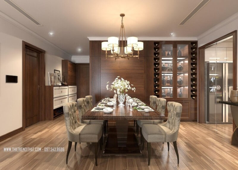 Nội thất phòng ăn chung cư phong cách tân cổ điển đầy lạ mắt và ấn tượng Mẫu nội thất chung cư đẹp