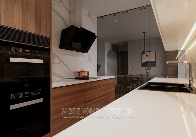 Thiết kế nội thất phòng bếp chung cư hiện đại