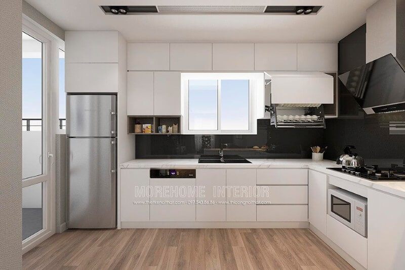 Thiết kế nội thất phòng bếp chung cư hiện đại