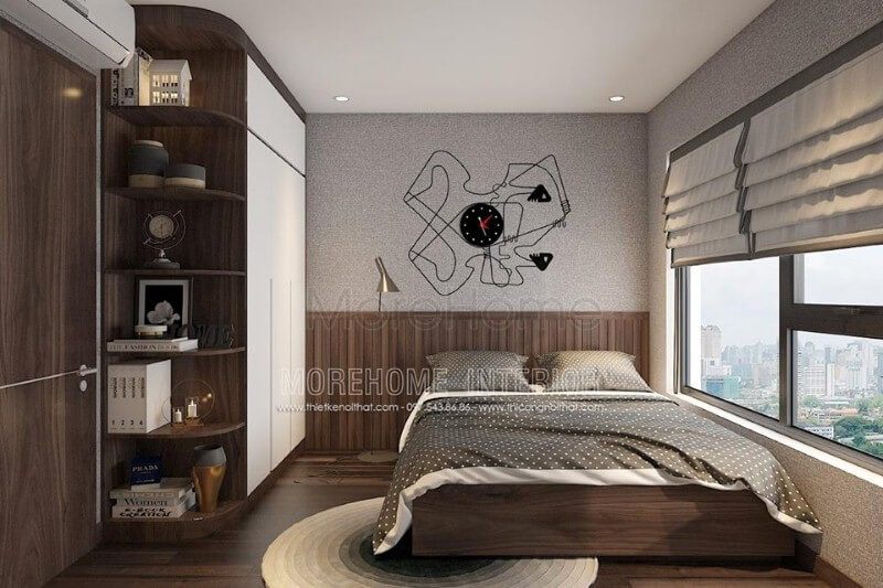 Đồng hồ lạ mắt với thiết kế độc đáo tạo điểm nhấn mới lạ cho phòng ngủ hiện đại.