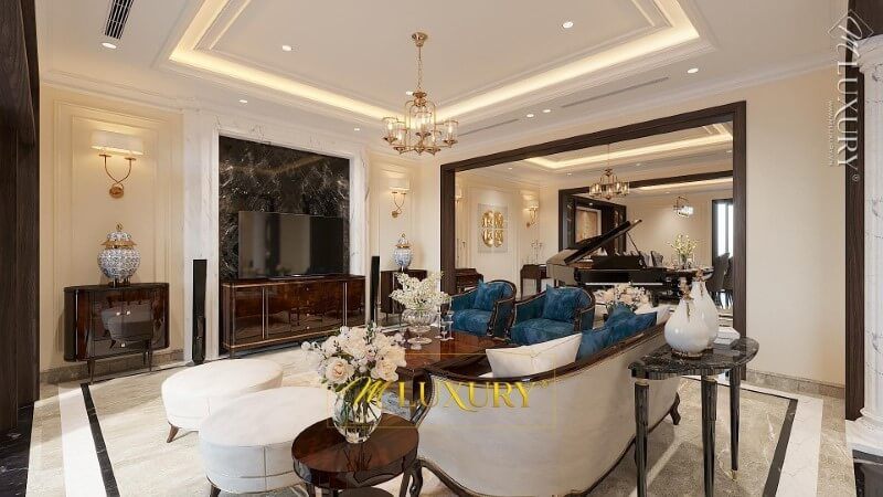 Đá tự nhiên ốp tường phòng khách đẹp, sang trọng