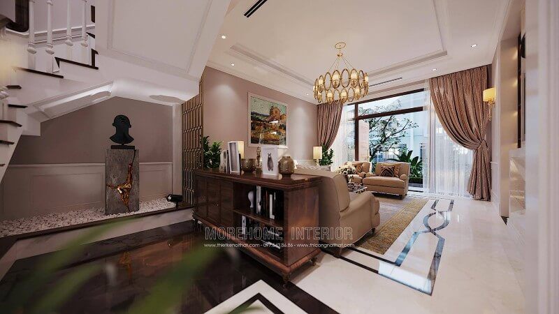 Bàn trang trí phòng khách được làm từ gỗ tự nhiên nhập khẩu có độ đẹp cao.